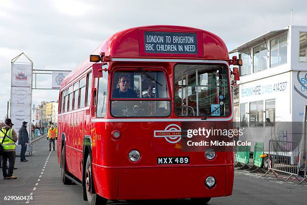 Aec Regal 1V Bus at the finish of the 120th London to Brighton Veteran Car Run in Madeira Drive Brighton on November 6, 2016 in Brighton, England.