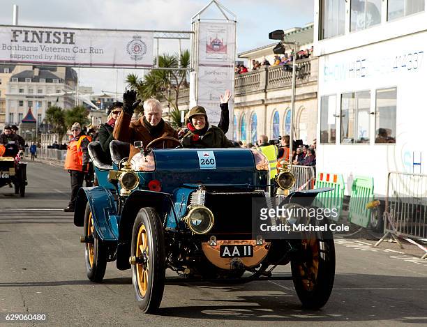 Daimler at the finish of the 120th London to Brighton Veteran Car Run in Madeira Drive Brighton on November 6, 2016 in Brighton, England.