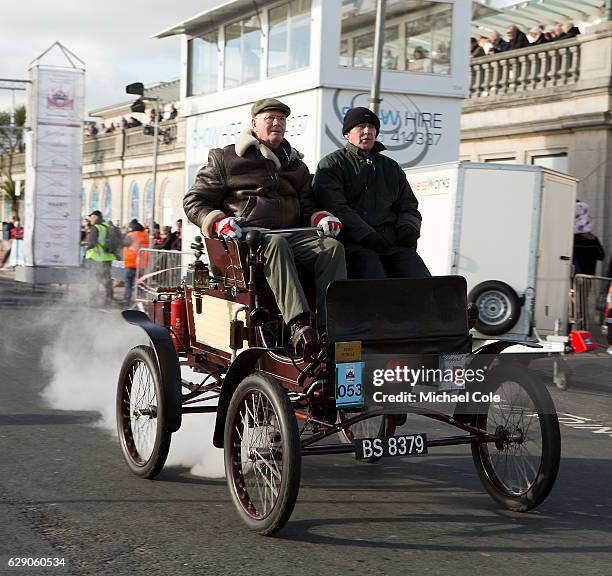 Mobile, , at the finish of the 120th London to Brighton Veteran Car Run in Madeira Drive Brighton on November 6, 2016 in Brighton, England.