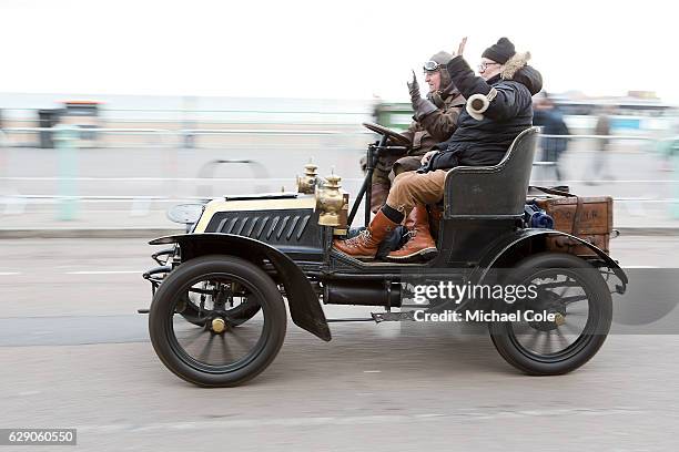 De Dion Bouton at the finish of the 120th London to Brighton Veteran Car Run in Madeira Drive Brighton on November 6, 2016 in Brighton, England.