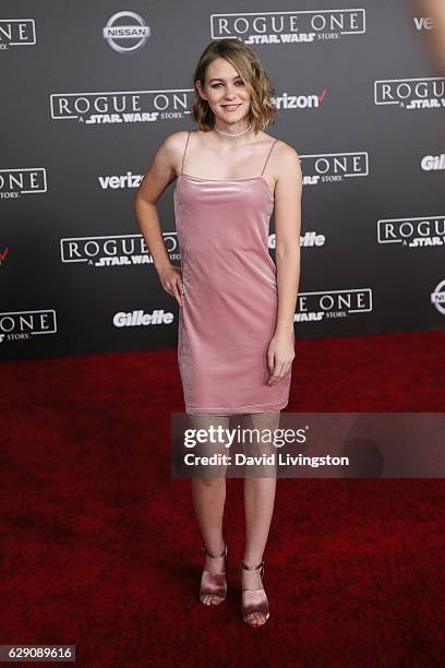 Actress Ryan Simpkins arrives at the premiere of Walt Disney Pictures and Lucasfilm's "Rogue One: A Star Wars Story" at the Pantages Theatre on...