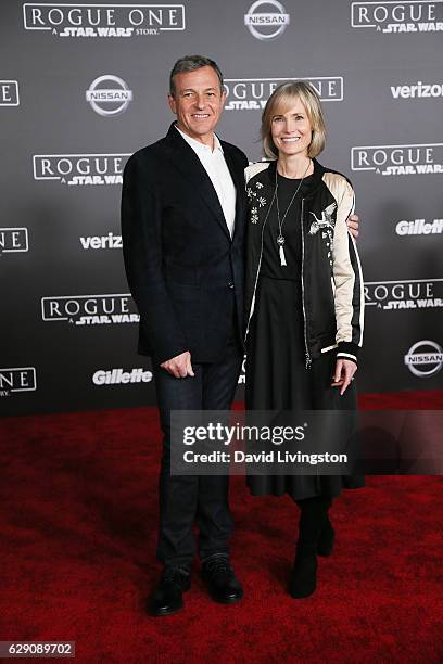 Chief Executive Officer of Disney Bob Iger and Willow Bay arrive at the premiere of Walt Disney Pictures and Lucasfilm's "Rogue One: A Star Wars...