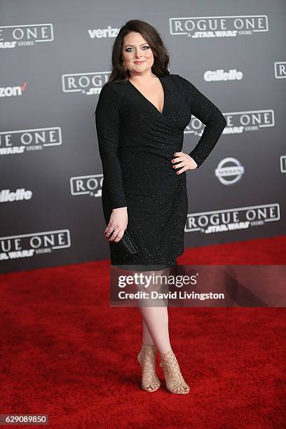 Actress Lauren Ash arrives at the premiere of Walt Disney Pictures and Lucasfilm's "Rogue One: A Star Wars Story" at the Pantages Theatre on December...