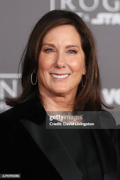 Producer Kathleen Kennedy arrives at the premiere of Walt Disney Pictures and Lucasfilm's "Rogue One: A Star Wars Story" at the Pantages Theatre on...