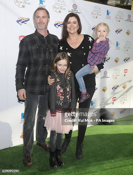 Amanda Lamb with her husband Sean McGuinness and their children Willow and Charlotte attending a screening of We're Going on a Bear Hunt at the...