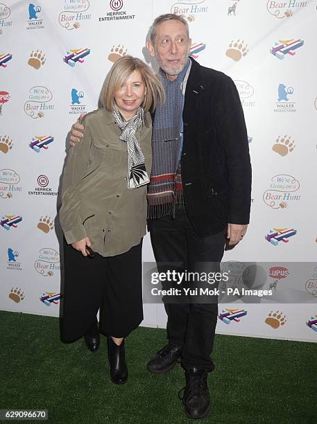 Michael Rosen and his wife Emma-Louise Williams attend a screening of We're Going on a Bear Hunt at the Empire Leicester Square in central London.