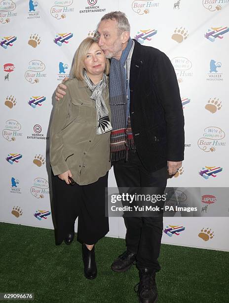 Michael Rosen and his wife Emma-Louise Williams attend a screening of We're Going on a Bear Hunt at the Empire Leicester Square in central London.