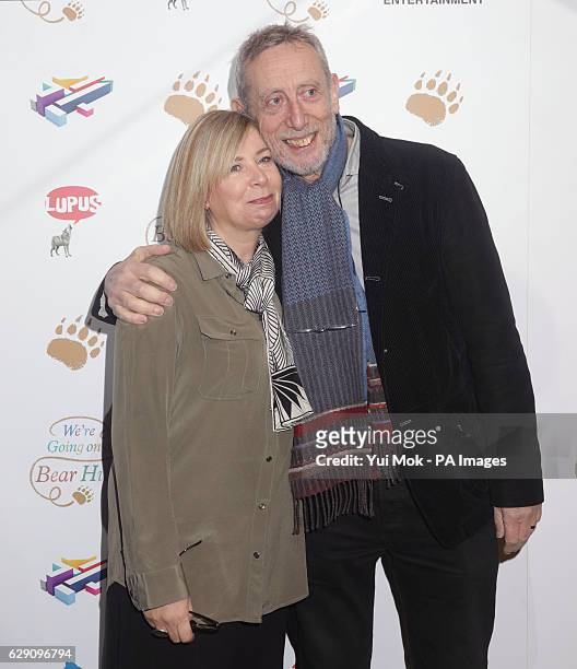 Michael Rosen and his wife Emma-Louise Williams attend a screening of We're Going on a Bear Hunt at the Empire Leicester Square in central London.