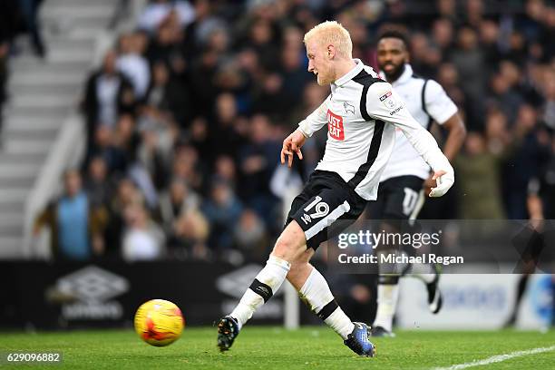 Will Hughes of Derby County scores his side's third goal during the Sky Bet Championship match between Derby County and Nottingham Forest at iPro...