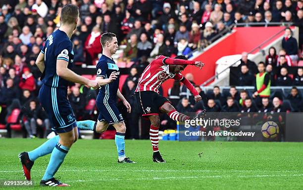 Sofiane Boufal of Southampton scores his side's first goal during the Premier League match between Southampton and Middlesbrough at St Mary's Stadium...