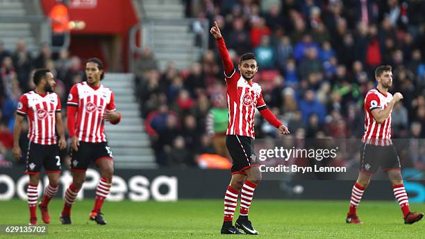 Sofiane Boufal of Southampton celebrates scoring his side's first goal during the Premier League match between Southampton and Middlesbrough at St...