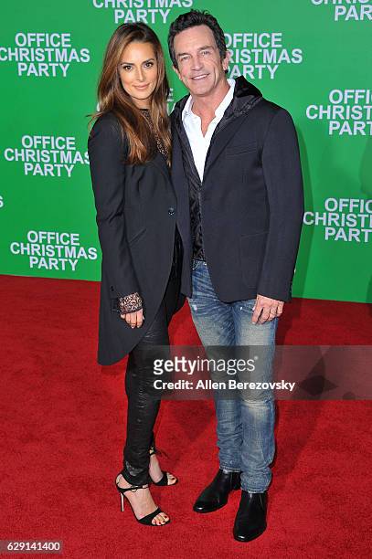 Personality Jeff Probst and Lisa Ann Russell attend the premiere of Paramount Pictures' "Office Christmas Party" at Regency Village Theatre on...