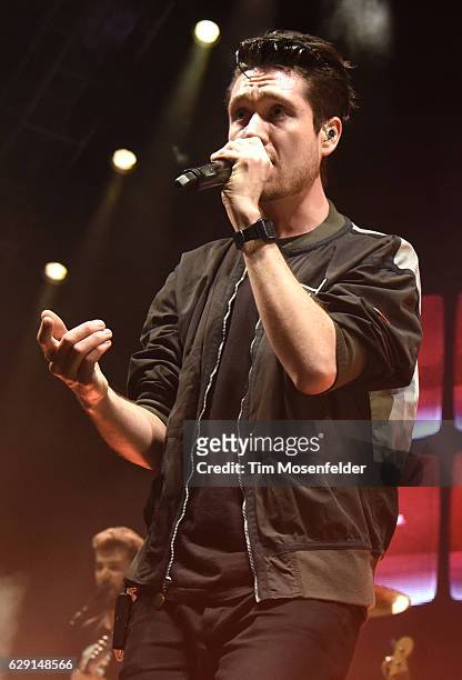 Dan Smith of Bastille performs during Live 105's Not So Silent Night at ORACLE Arena on December 10, 2016 in Oakland, California.