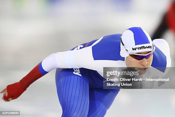 Olga Fatkulina of Russia competes in the Division A Ladies 1000 meter during ISU World Cup Speed Skating Day 3 on December 11, 2016 in Heerenveen,...