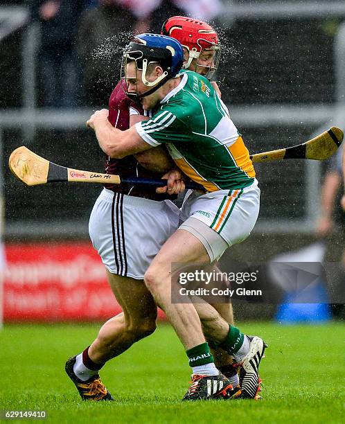 Portlaoise , Ireland - 19 June 2016; Joe Canning of Galway clashes with Chris McDonald of Offaly during the Leinster GAA Hurling Senior Championship...