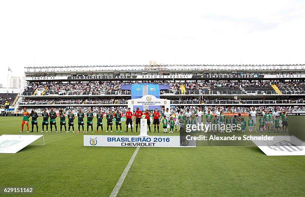 Players of Santos and America MG pose for photo before the match between Santos and America MG for the Brazilian Series A 2016 at Vila Belmiro...