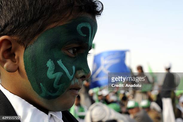 Muslims gather at al-Sabin Square during the celebrations for Mawlid al-Nabi, birth anniversary of Muslims' beloved Prophet Mohammad in Sanaa, Yemen...