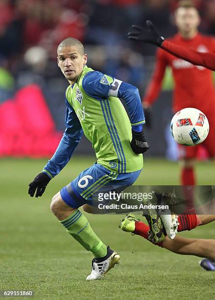 Osvaldo Alonso of the Seattle Sounders plays against the Toronto FC in the 2016 MLS Cup at BMO Field on December 10, 2016 in Toronto, Ontario,...