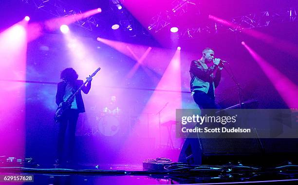 Singer Anthony Gonzalez of the band M83 performs onstage during KROQ's Almost Acoustic Christmas at The Forum on December 10, 2016 in Inglewood,...