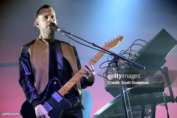 Singer Anthony Gonzalez of the band M83 performs onstage during KROQ's Almost Acoustic Christmas at The Forum on December 10, 2016 in Inglewood,...