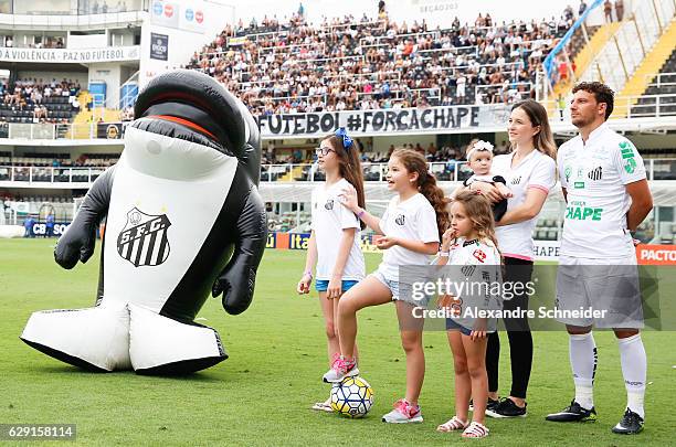 Elano of Santos is recognized on his retirement during the match between Santos and America MG for the Brazilian Series A 2016 at Vila Belmiro...