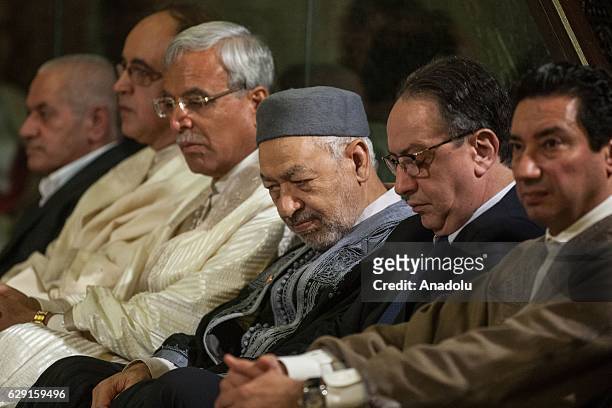 Leader of the Ennahda Party Rached Ghannouchi attends the celebrations for Mawlid al-Nabi, the birth anniversary of Muslims' beloved Prophet...