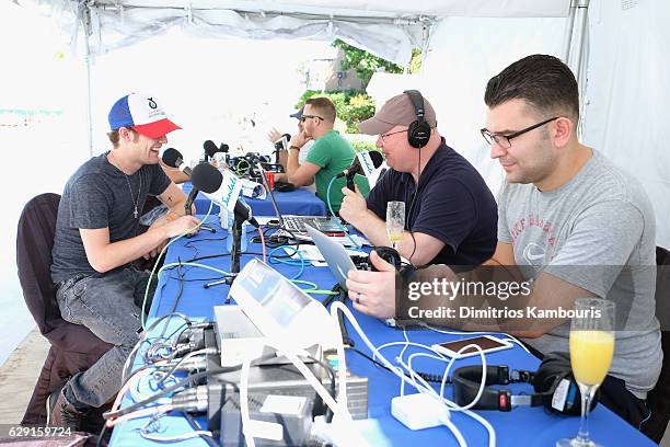 Recording artist Tucker Beathard is interviewed during a live radio broadcast at CMT Story Behind The Songs LIV + Weekend at Sandals Royal Bahamian...