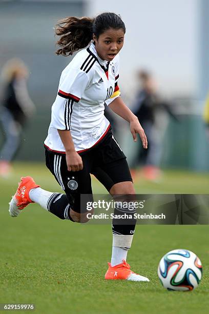 Gia Corley of Germany runs with the ball during the U15 Girl's international friendly match between Belgium and Germany on December 11, 2016 in...
