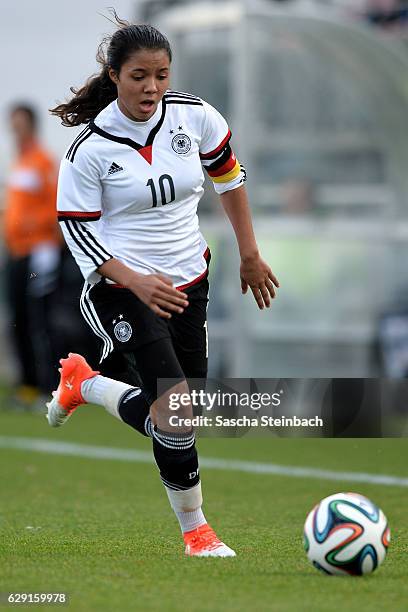 Gia Corley of Germany runs with the ball during the U15 Girl's international friendly match between Belgium and Germany on December 11, 2016 in...