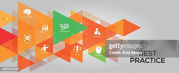 best practice banner and icons - guiding principles infographic stock illustrations