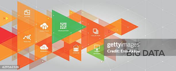 big data banner and icons - large circle infographic stock illustrations
