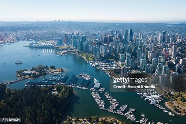 aerial image of vancouver, british columbia, canada - vancouver canada imagens e fotografias de stock