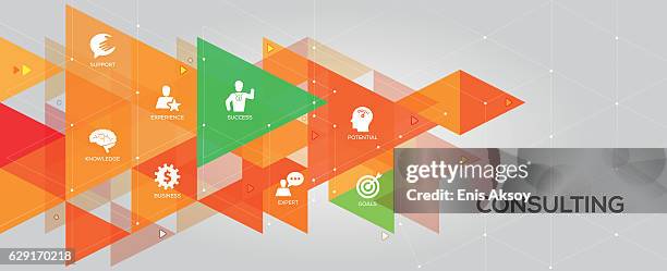 consulting banner and icons - small business training stock illustrations