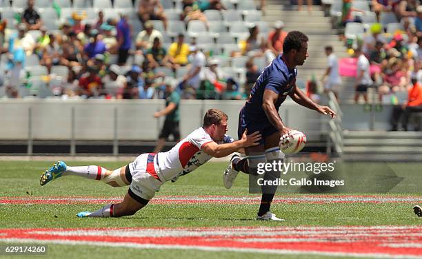 Joe Nayacavou of Scotland during the match between Scotland and USA during day 2 of the HSBC Cape Town Sevens at Cape Town Stadium on December 11,...