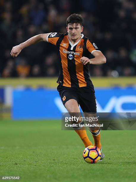 Harry Maguire of Hull City controls the ball during the Premier League match between Hull City and Crystal Palace at KC Stadium on December 10, 2016...