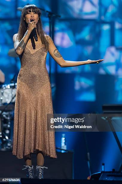 Aino Jawo of Icona Pop performs on stage during the Nobel Peace Prize Concert at Telenor Arena. The Nobel Peace Prize Concert is hosted by Conan...