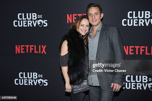 Executive producer and writer Mike Lam and his wife attend the Netflix Club De Cuervos Season 2 launch party at Cinemex Patriotismo on December 10,...