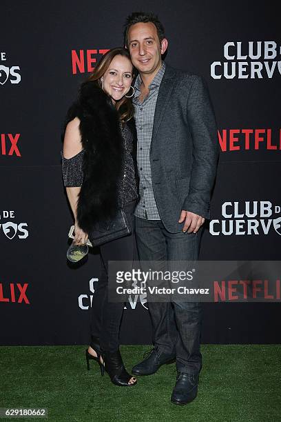 Executive producer and writer Mike Lam and his wife attend the Netflix Club De Cuervos Season 2 launch party at Cinemex Patriotismo on December 10,...