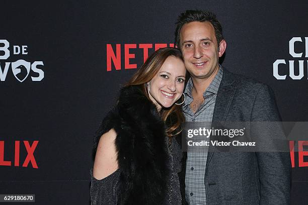 Executive producer and writer Mike Lam and his wife attend the Netflix Club De Cuervos Season 2 launch party at Cinemex Patriotismo on December 10,...