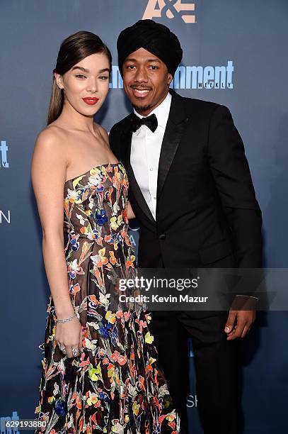 Actress Hailee Steinfeld and Nick Cannon attend The 22nd Annual Critics' Choice Awards at Barker Hangar on December 11, 2016 in Santa Monica,...