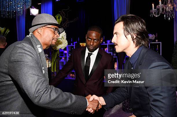 Actors Damon Wayans, Sterling K. Brown, and Milo Ventimiglia attend The 22nd Annual Critics' Choice Awards at Barker Hangar on December 11, 2016 in...