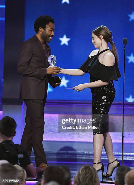 Actor Donald Glover accepts the award for Best Actor in a Comedy Series for 'Atlanta' from actress Rachel Bloom onstage during the 22nd Annual...