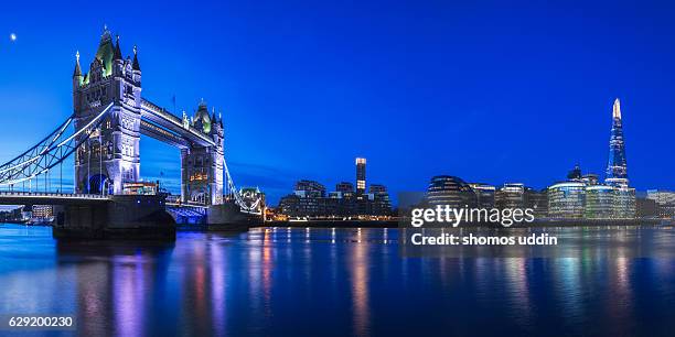 the night skyline of london - london landmarks stock pictures, royalty-free photos & images