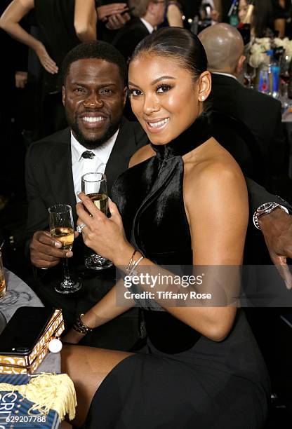 Actor Kevin Hart and Eniko Parrish attend The 22nd Annual Critics' Choice Awards at Barker Hangar on December 11, 2016 in Santa Monica, California.