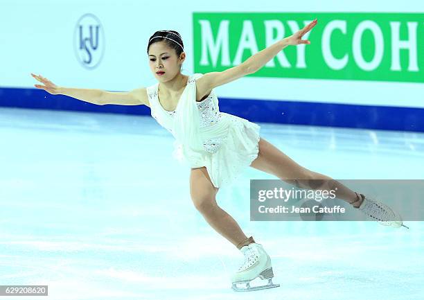 Satoko Miyahara of Japan competes during Senior Ladies Free Program on day three of the ISU Grand Prix of Figure Skating 2016 at Palais Omnisports...