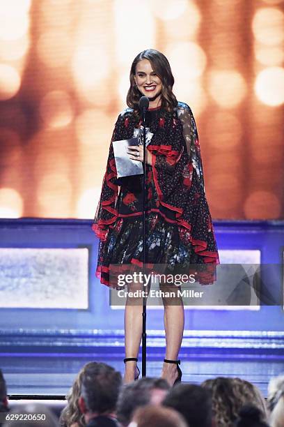 Actress Natalie Portman accepts the award for Best Actress for 'Jackie' onstage during the 22nd Annual Critics' Choice Awards at Barker Hangar on...