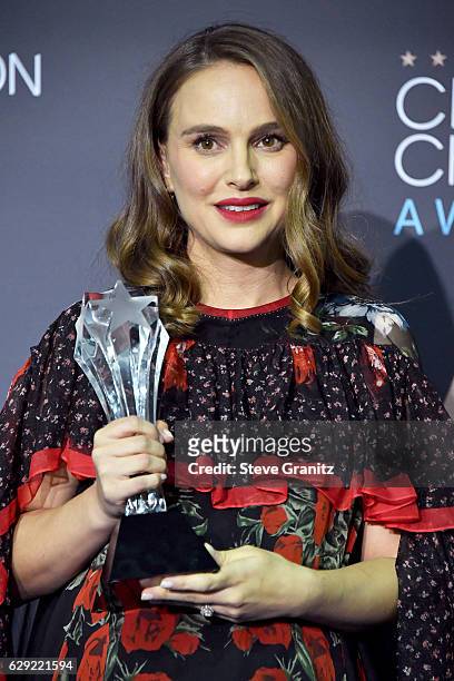Actress Natalie Portman poses in the press room after winning the award for Best Actress for the film 'Jackie' during The 22nd Annual Critics' Choice...