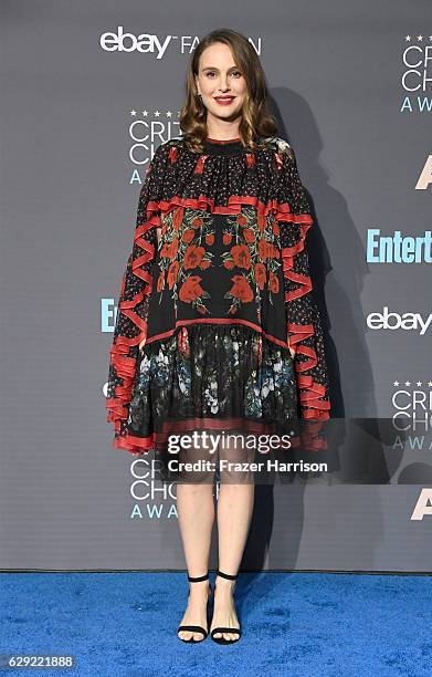 Actress Natalie Portman, winner of Best Actress for 'Jackie', poses in the press room during The 22nd Annual Critics' Choice Awards at Barker Hangar...