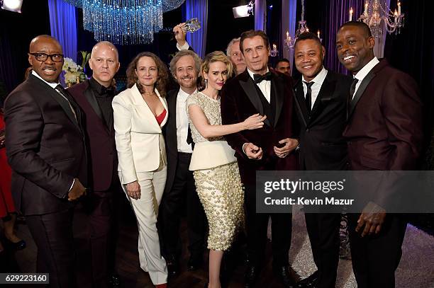 Courtney B. Vance, Ryan Murphy, Nina Jacobson, Scott Alexander, Sarah Paulson, Larry Karaszewski, John Travolta, Cuba Gooding Jr., and Sterling K....