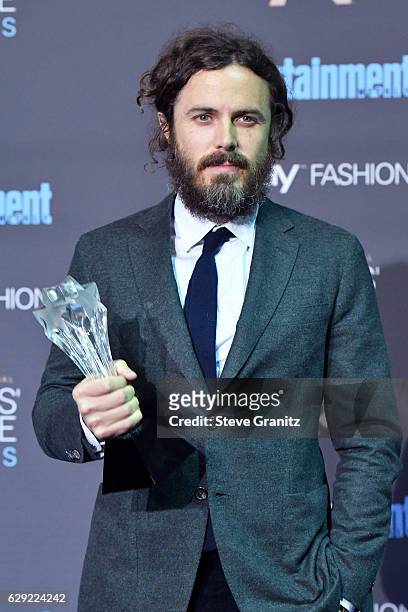 Actor Casey Affleck poses in the press room after winning the award for Best Actor for the film 'Manchester by the Sea' during The 22nd Annual...